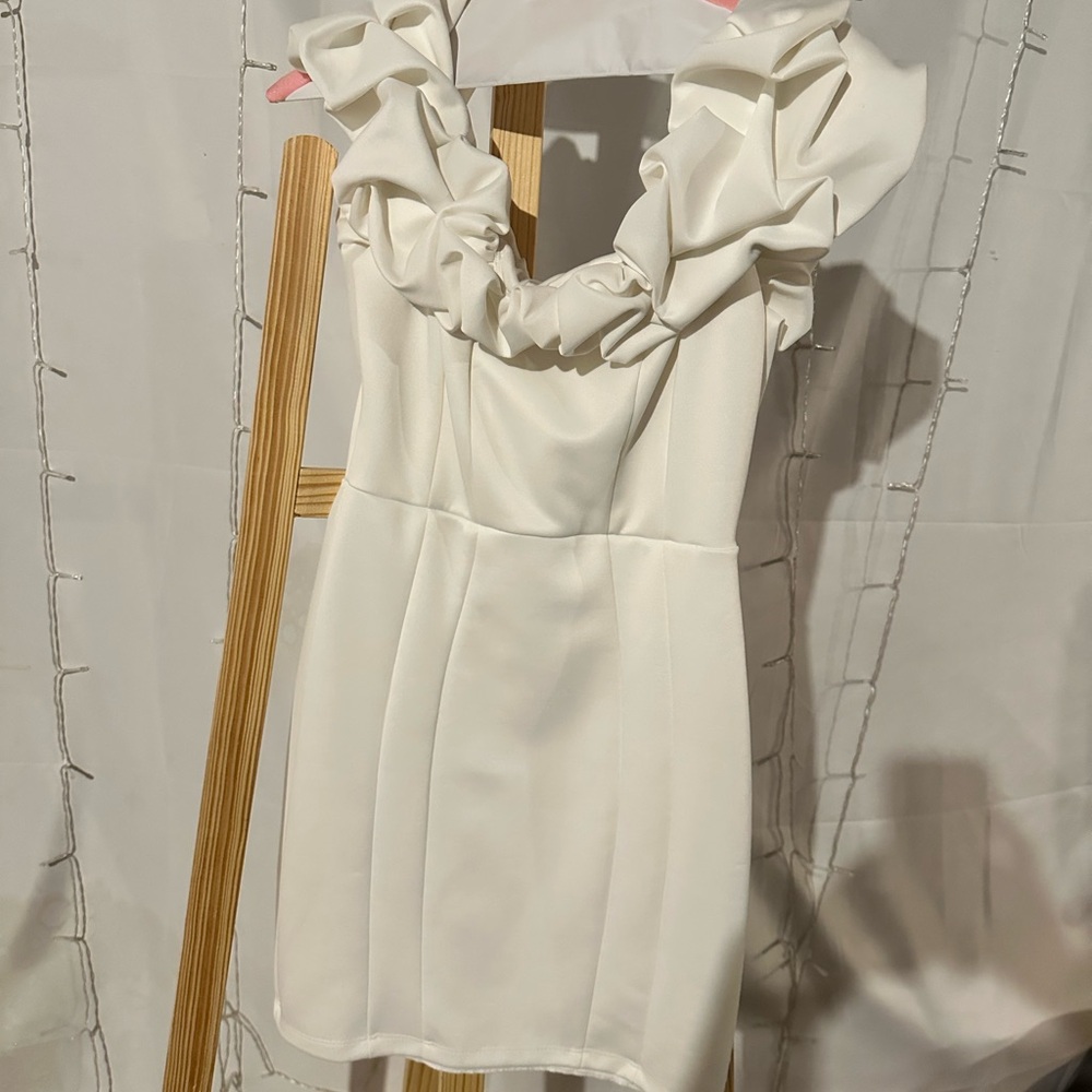 Elegant White Ruffle Dress